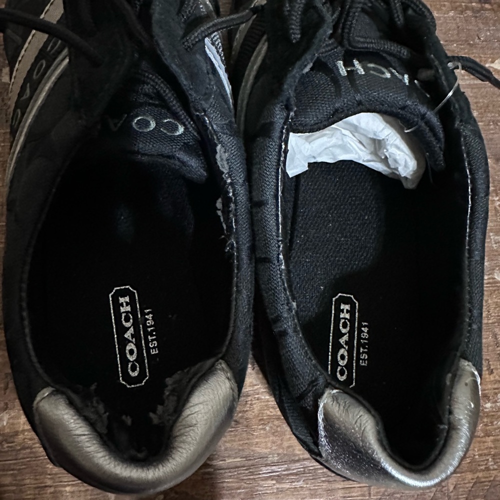 COACH Jayme Signature Sneakers Shoes Womens Black Suede Size 10M - Picture 6 of 7